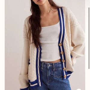 NWT Free People We the Free Varsity Cardi
